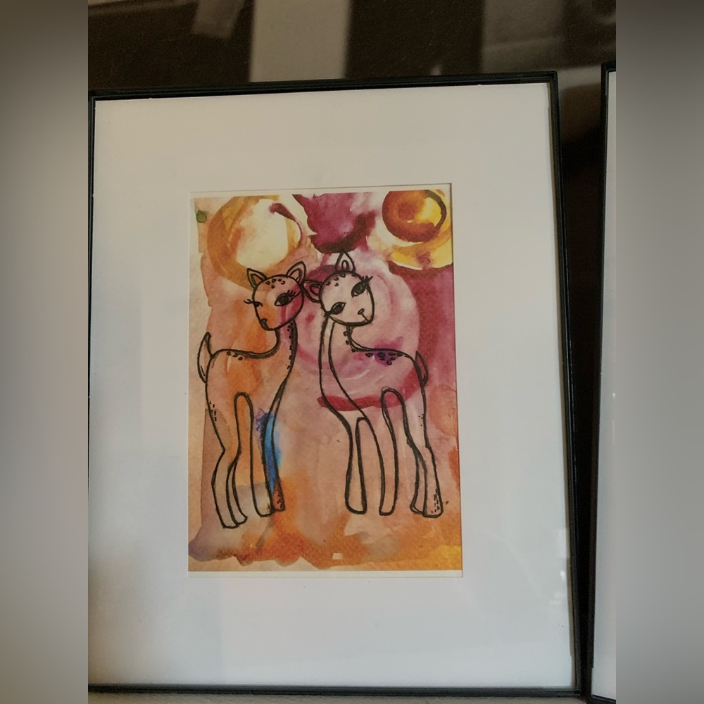 Original art. Watercolor deer print on water color paper.